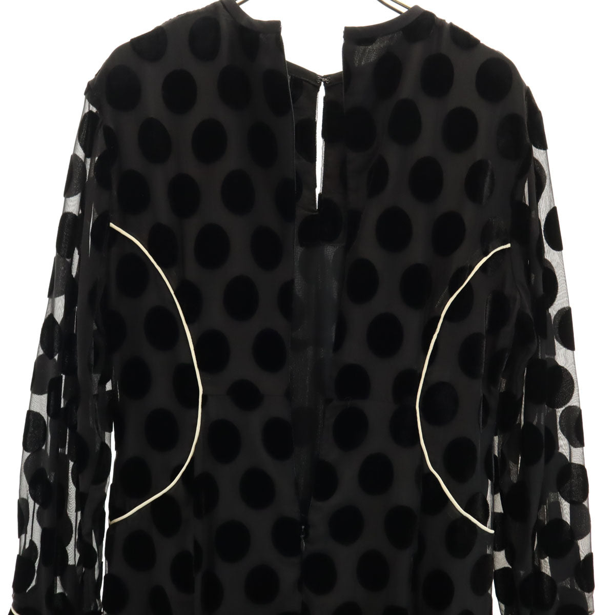 CLANE クラネ ドット柄 長袖 シアー ロングワンピース 1 ブラック 水玉 レディース