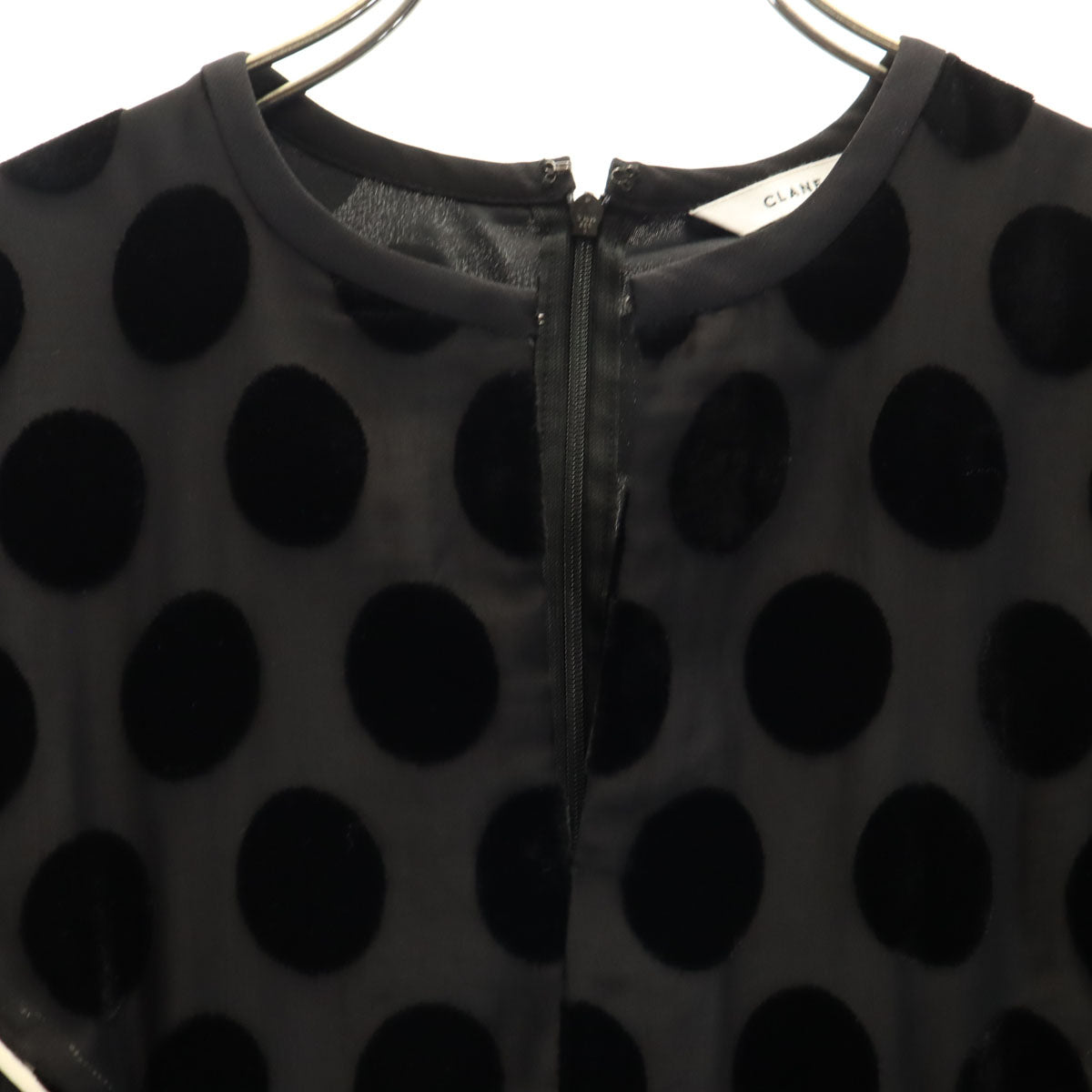 CLANE クラネ ドット柄 長袖 シアー ロングワンピース 1 ブラック 水玉 レディース