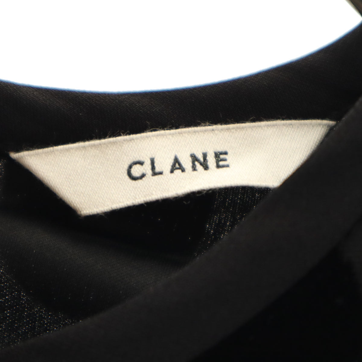 CLANE クラネ ドット柄 長袖 シアー ロングワンピース 1 ブラック 水玉 レディース