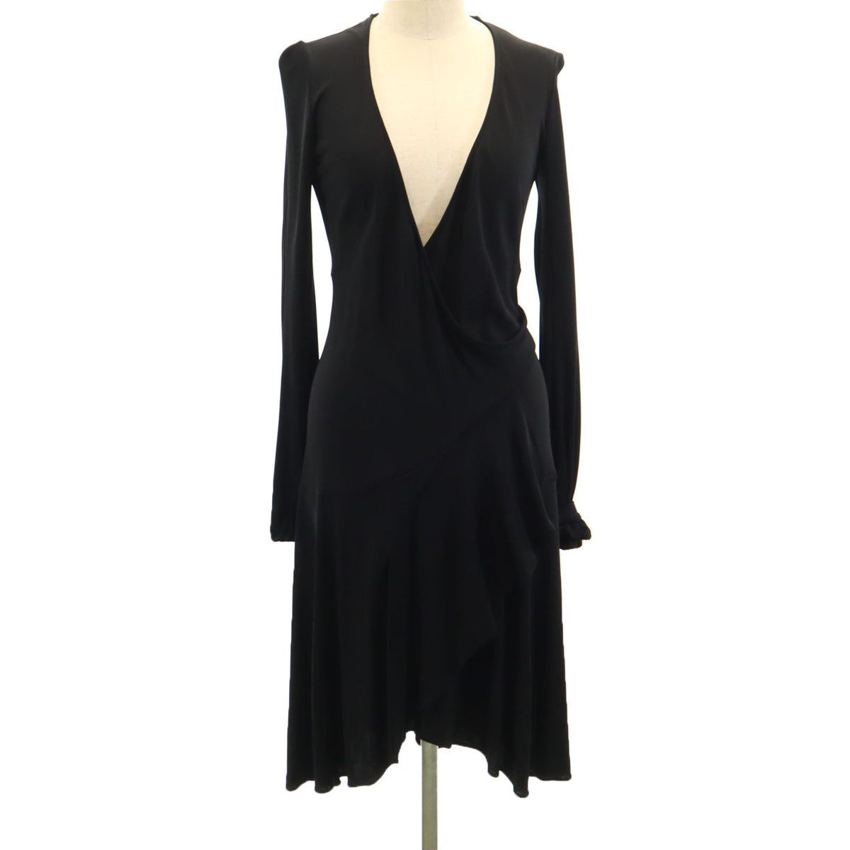 DIANE VON FURSTENBERG ダイアンフォンファステンバーグ USA製 長袖 カシュクール ロング カーディガン 2 ブラック レディース