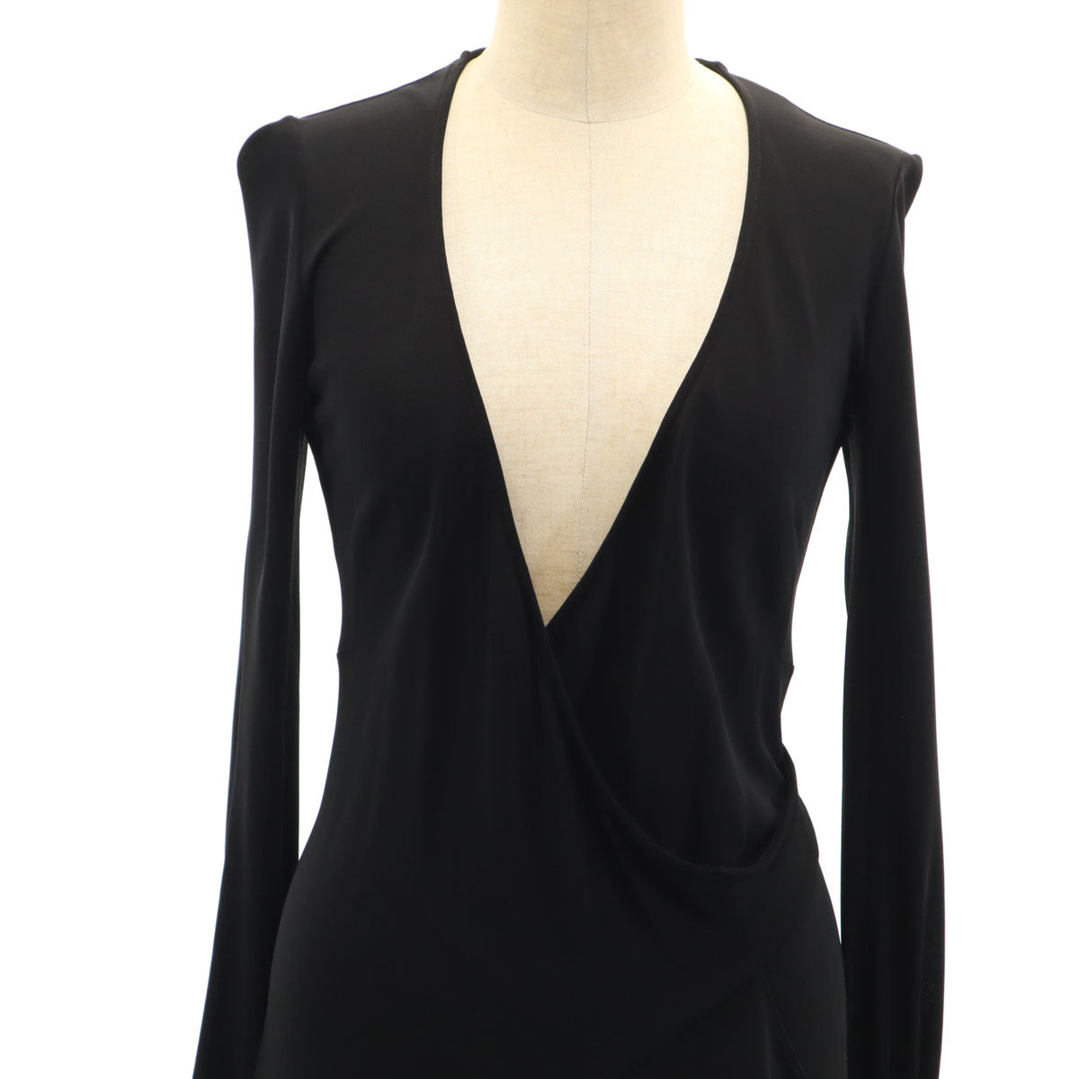 DIANE VON FURSTENBERG ダイアンフォンファステンバーグ USA製 長袖 カシュクール ロング カーディガン 2 ブラック レディース