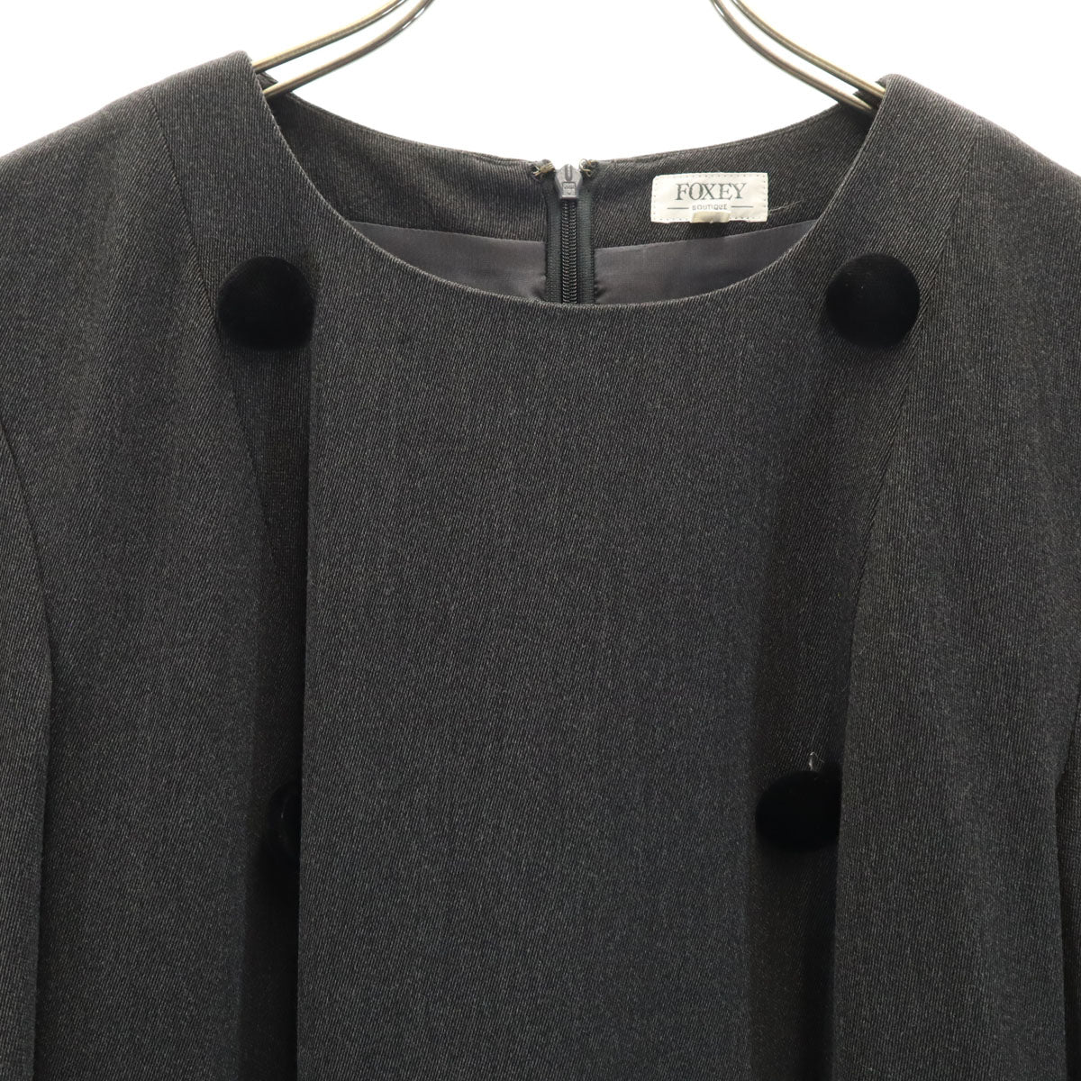 FOXEY BOUTIQUE フォクシー ブティック 日本製 ミニワンピース 40 チャコールグレー レディース