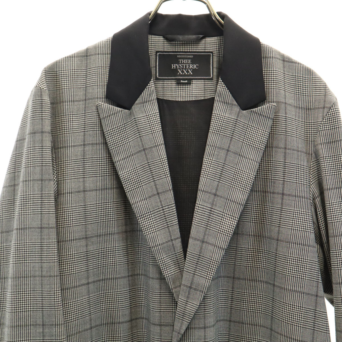 Thee Hysteric XXX ジィヒステリックトリプルエックス 日本製 グレンチェック チェスターコート S グレー メンズ