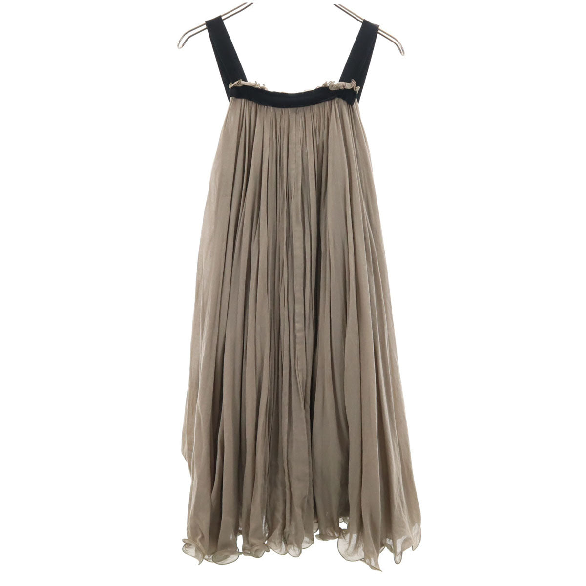 LANVIN en Bleu ランバンオンブルー プリーツ キャミワンピース 38 グレージュ レディース