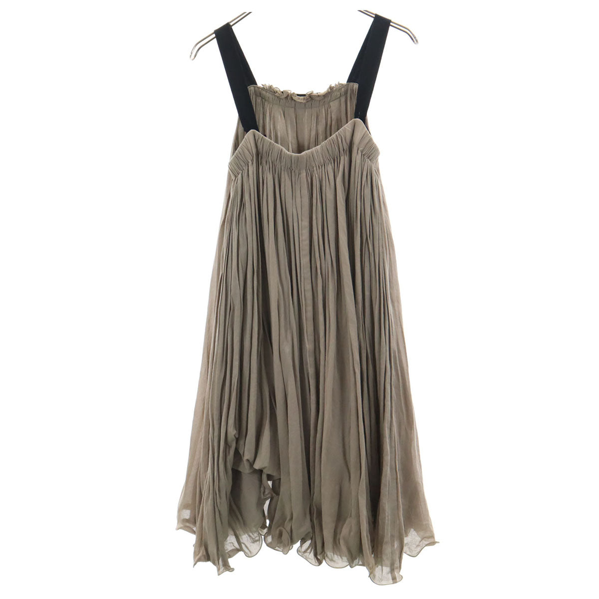 LANVIN en Bleu ランバンオンブルー プリーツ キャミワンピース 38 グレージュ レディース