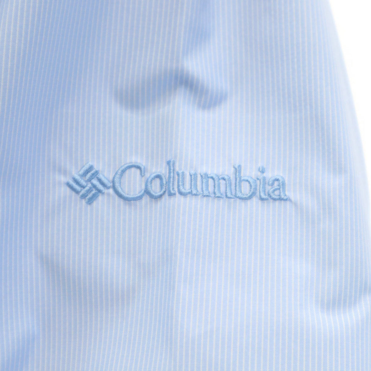 Columbia コロンビア ストライプ柄 レインコート M 水色 収納袋付き レディース