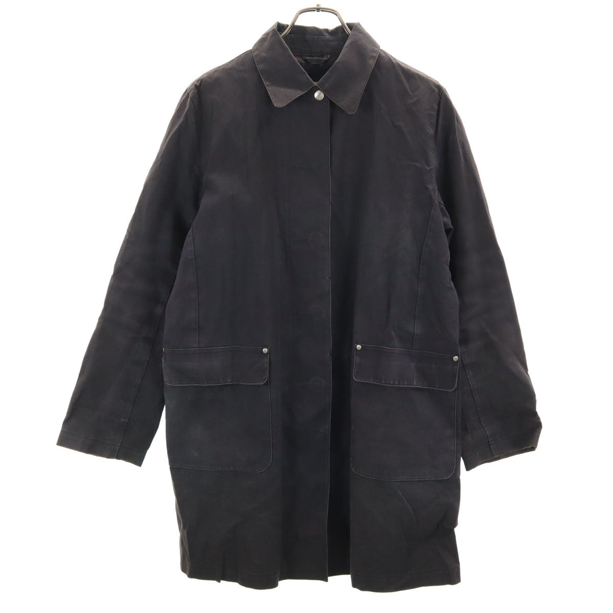 HERMES エルメス スコットランド製 ステンカラーコート M ブラウン系 比翼 レディース