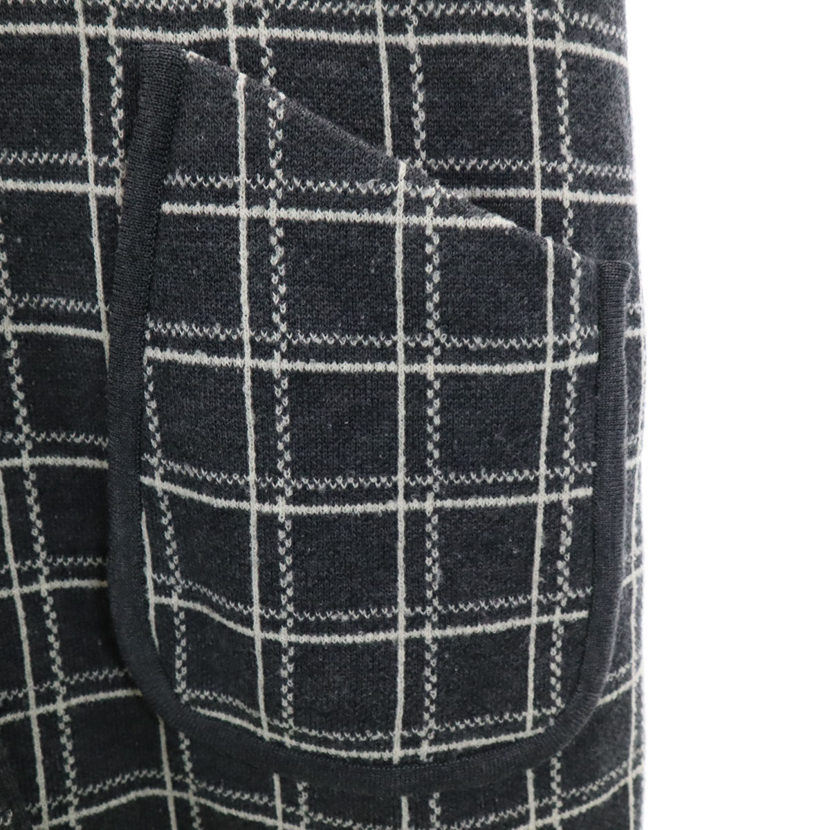 FOXEY フォクシー 日本製 ウール チェック柄 長袖 ニットカーディガン 38 グレー レディース