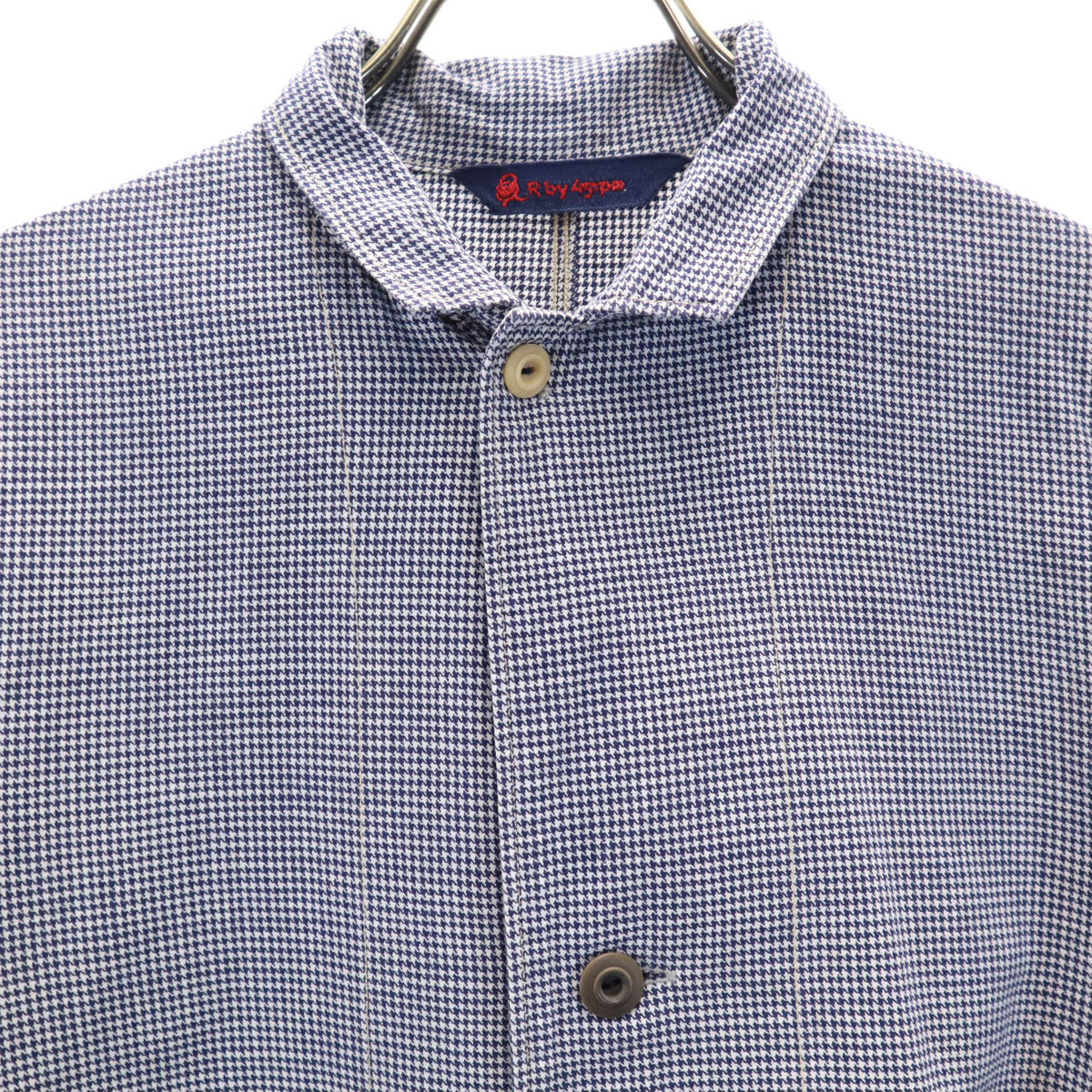 R by 45rpm アールバイフォーティファイブアールピーエム 日本製 千鳥柄 7分袖 シャツワンピース ネイビー系 レディース