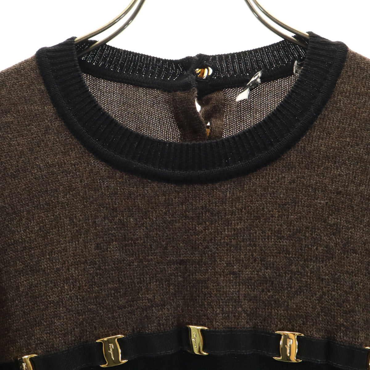 Salvatore Ferragamo サルヴァトーレフェラガモ 90s オールド 長袖 ニット ワンピース L ブラック レディース