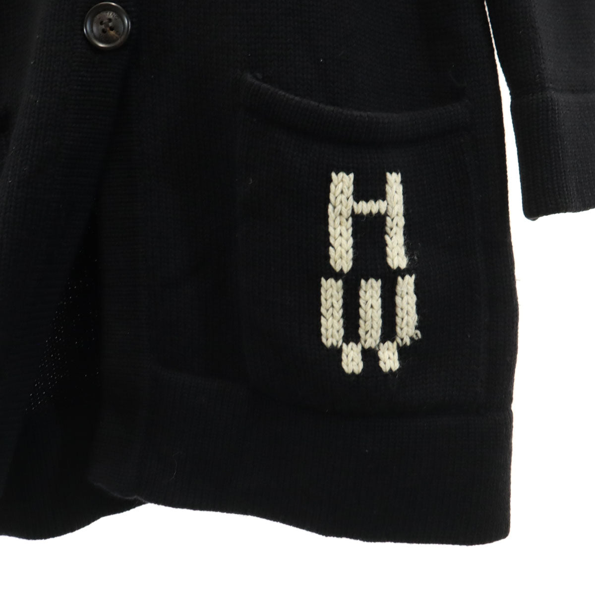 HUNTING WORLD ハンティングワールド イタリア製 長袖 ロング ニットカーディガン 38 ブラック レディース