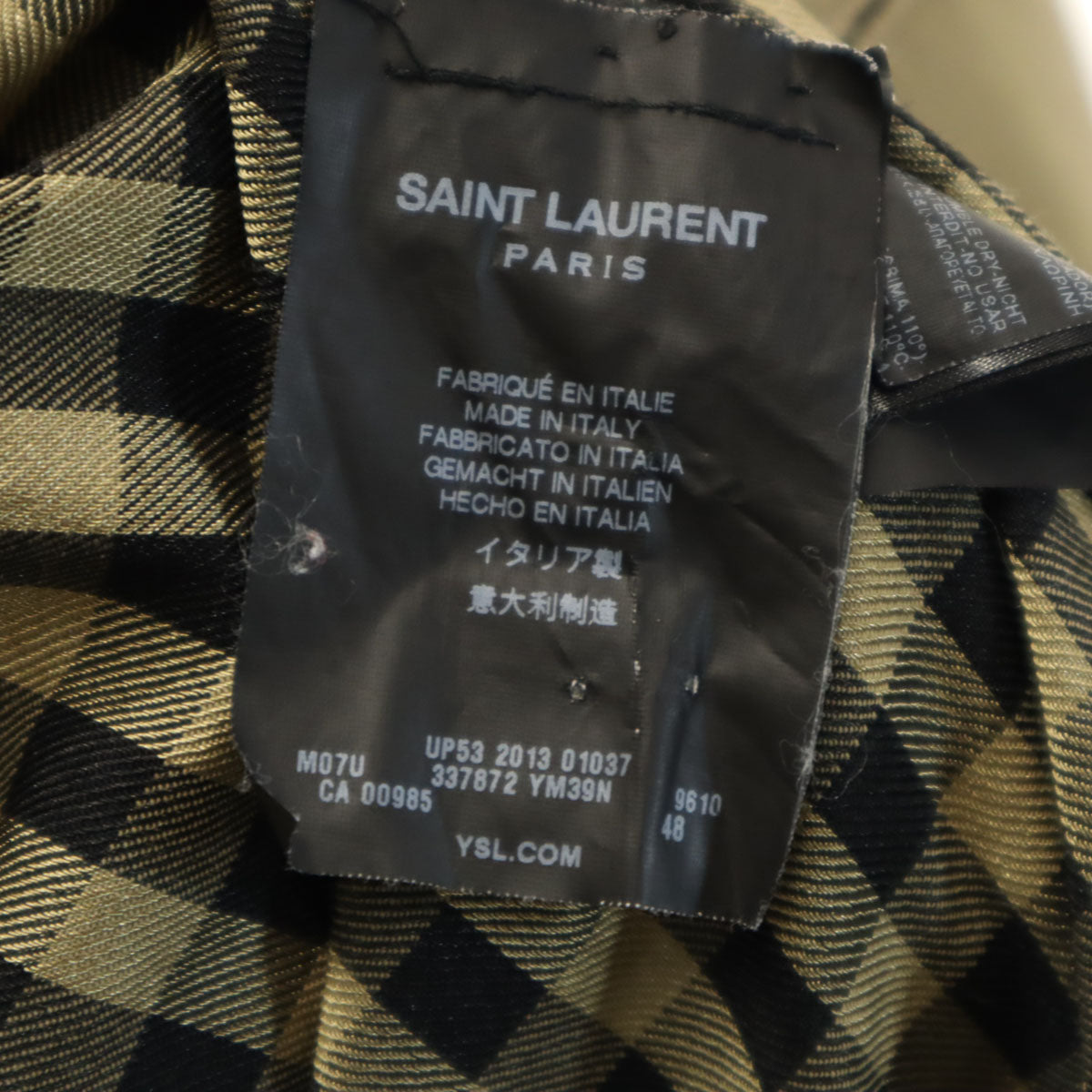 SAINT LAURENT サンローラン イタリア製 トレンチコート 48 ベージュ メンズ