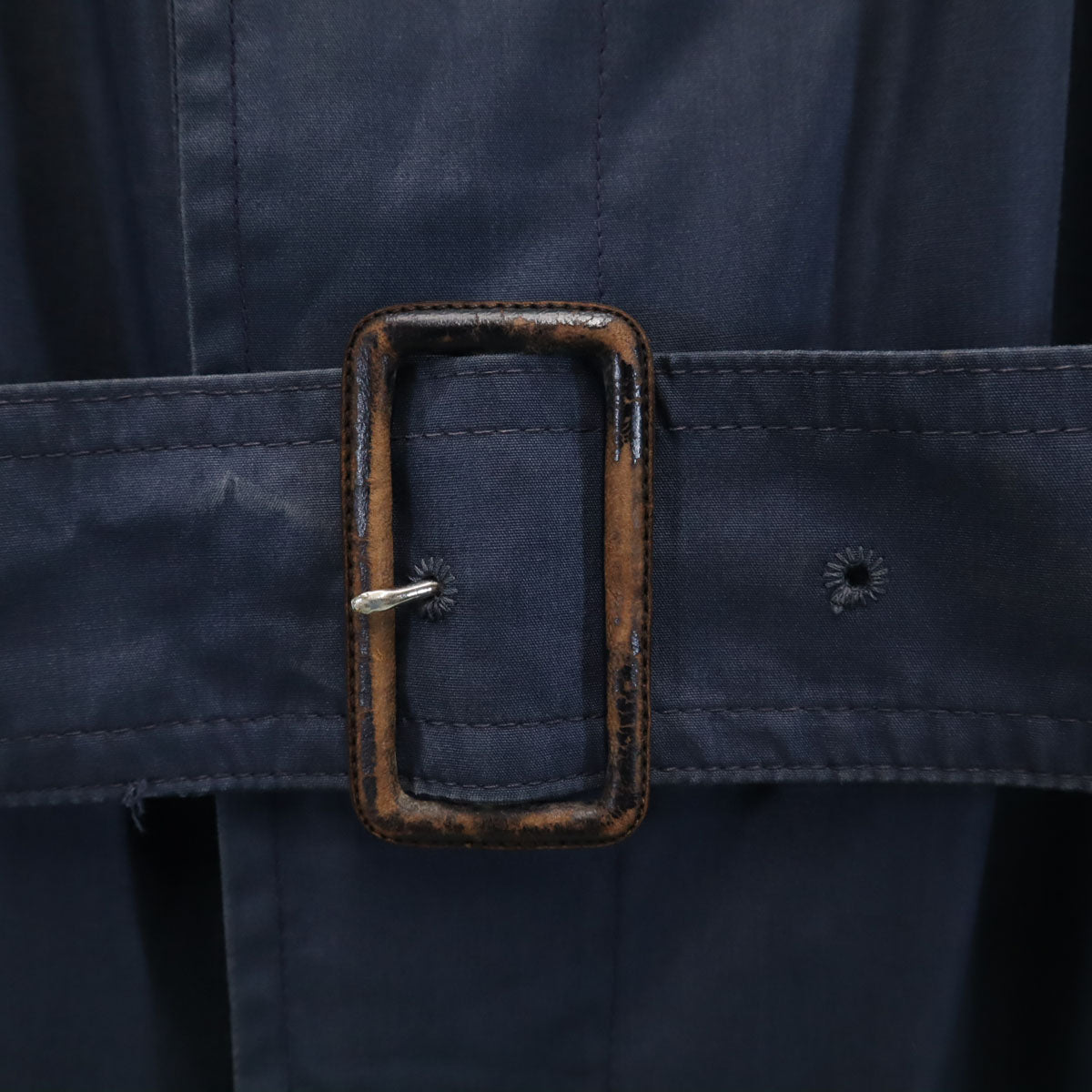 Aquascutum ステンカラーコート シルク混 ベルト ネイビー Aquascutum ステンカラーコート シルク混 ベルト ネイビー