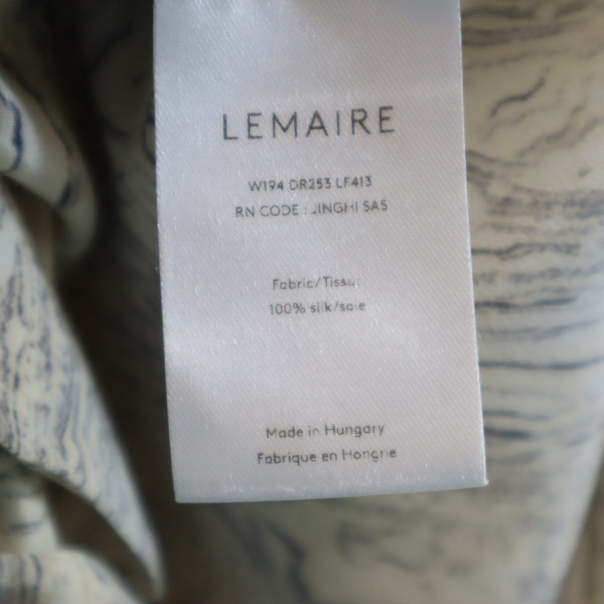 LEMAIRE ルメール シルク ハンガリー製 総柄 長袖 ワンピース クリーム レディース