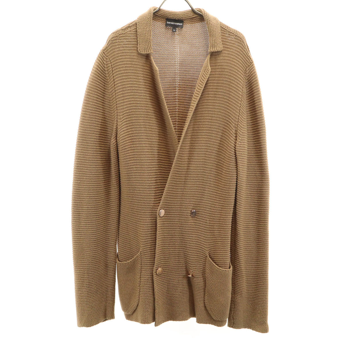 Emporio Armani エンポリオアルマーニ 長袖 ダブルブレスト ニットカーディガン 50 ベージュブラウン メンズ