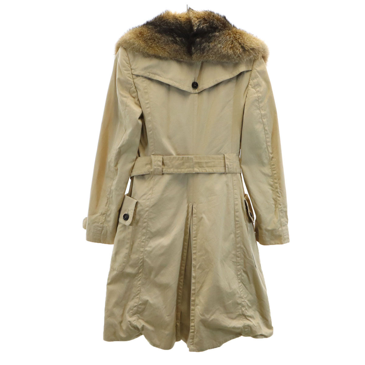 BURBERRY バーバリー イタリア製 トレンチコート 40 ベージュ フォックスファー付き レディース