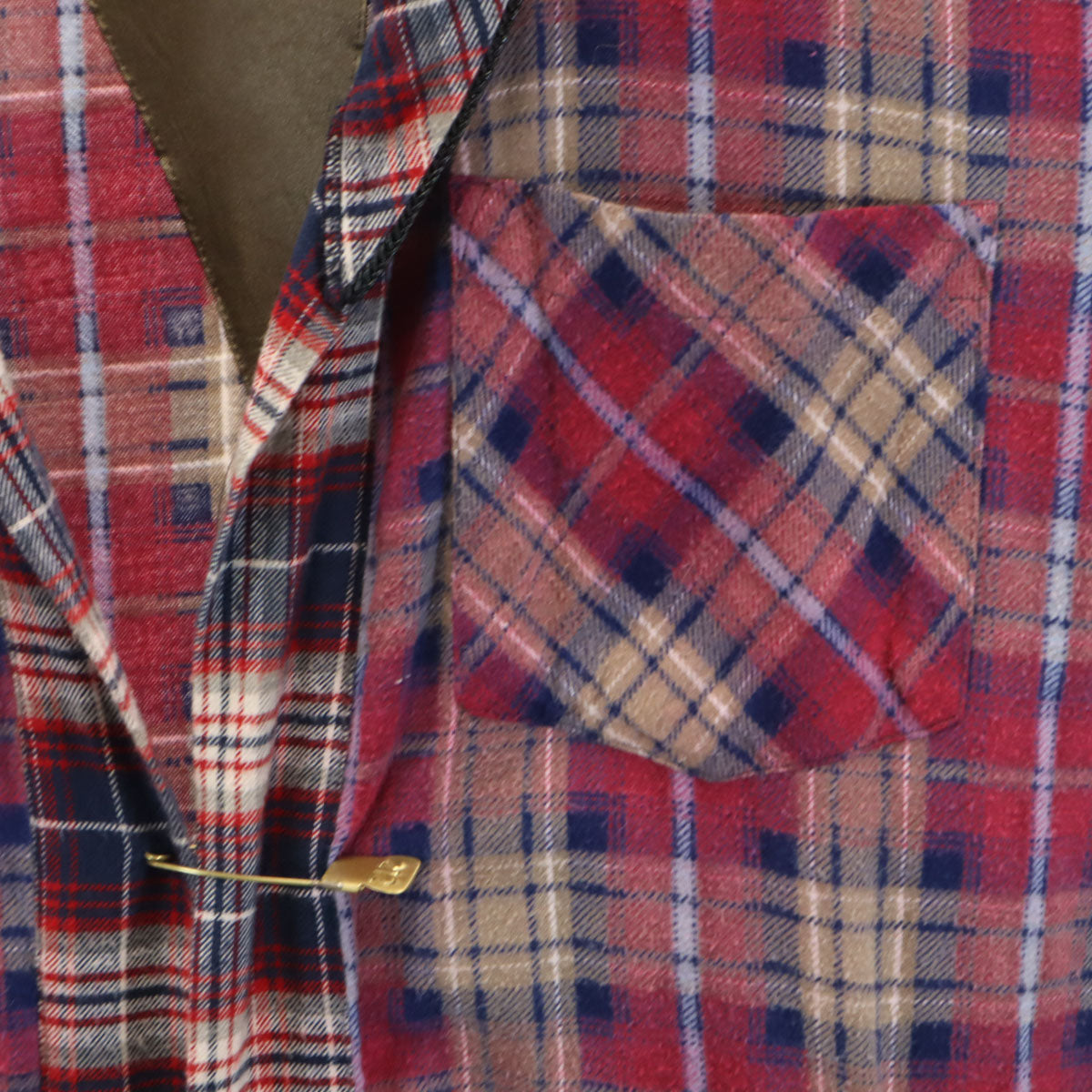 77circa ナナナナサーカ 日本製 チェック柄 長袖 フランネル ガウンコート ピンク系 メンズ