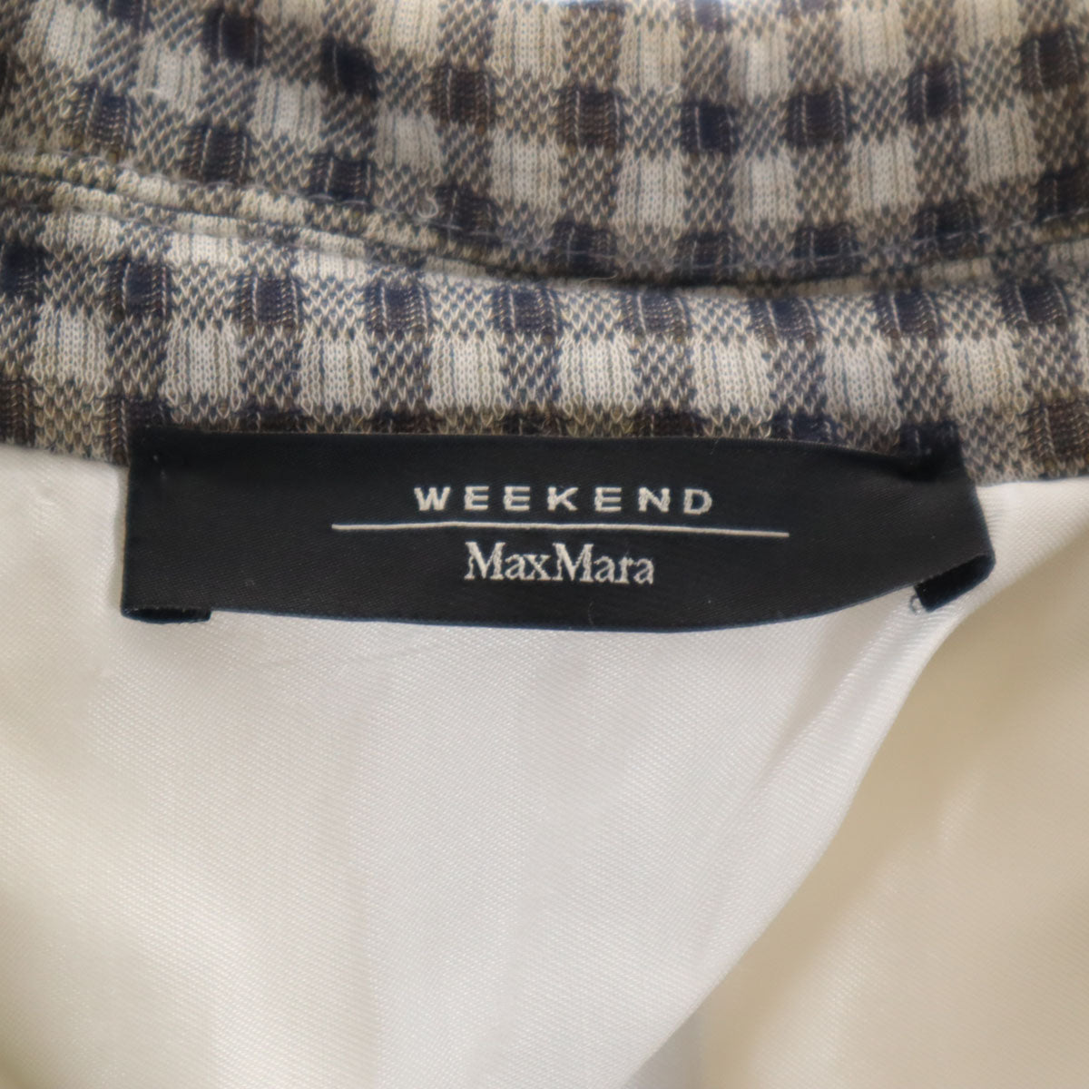 WEEKEND MaxMara ウィークエンドマックスマーラ チェック柄 ボンディング チェスターコート S ネイビー レディース