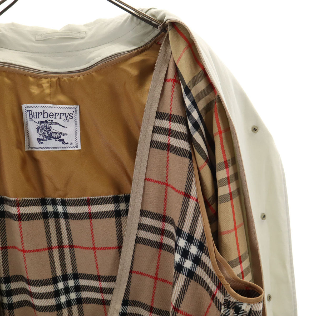 Burberrys バーバリーズ 90s オールド ステンカラーコート 7AR アイボリー ベストライナー付き レディース