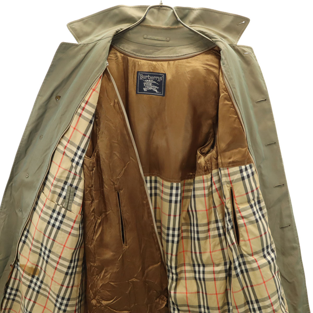 Burberrys バーバリーズ 90s オールド ステンカラーコート 90－165 カーキ系 ライナー付き メンズ