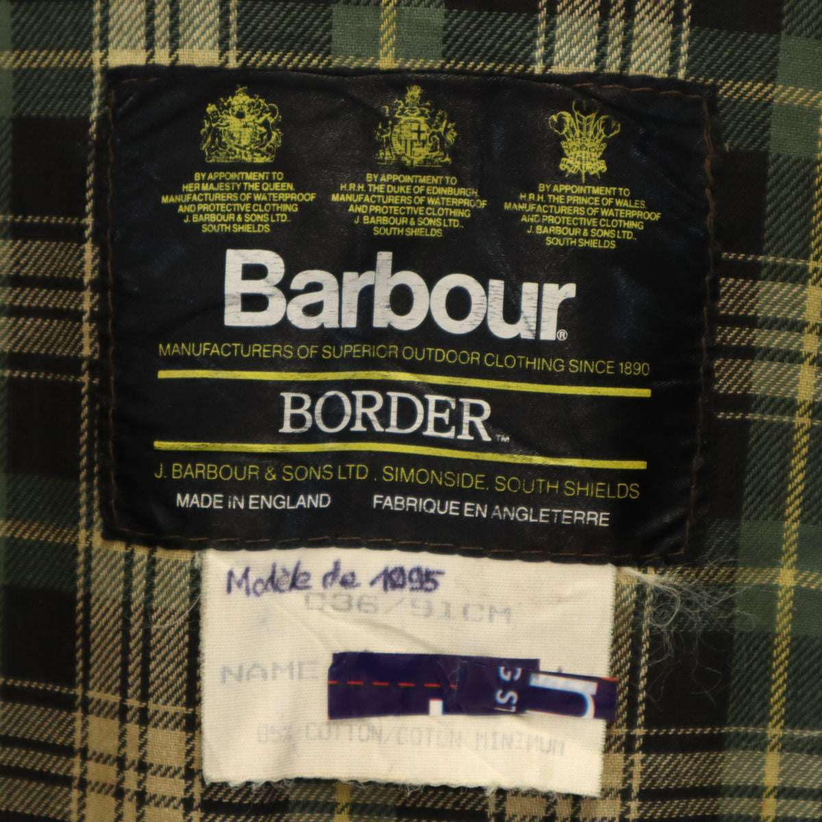 Barbour バブアー 90s 3ワラント ボーダー BORDER オイルドジャケット C36/91CM ブラウン系 メンズ