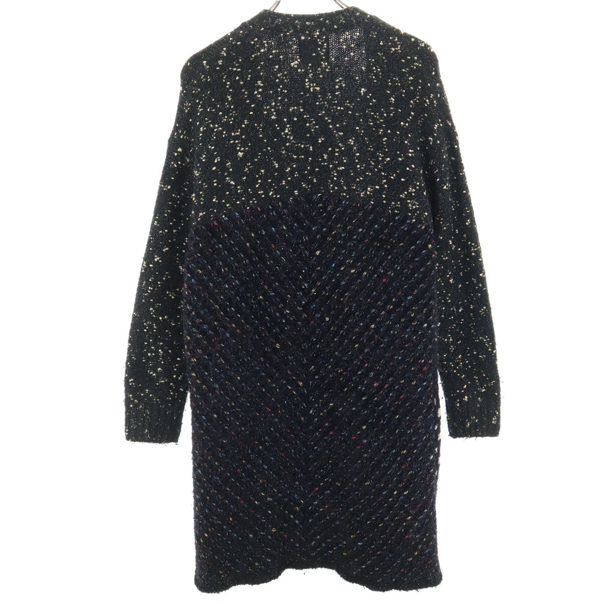 Desigual デシグアル 長袖 ラメ ロング ニットカーディガン S ブラック系 レディース