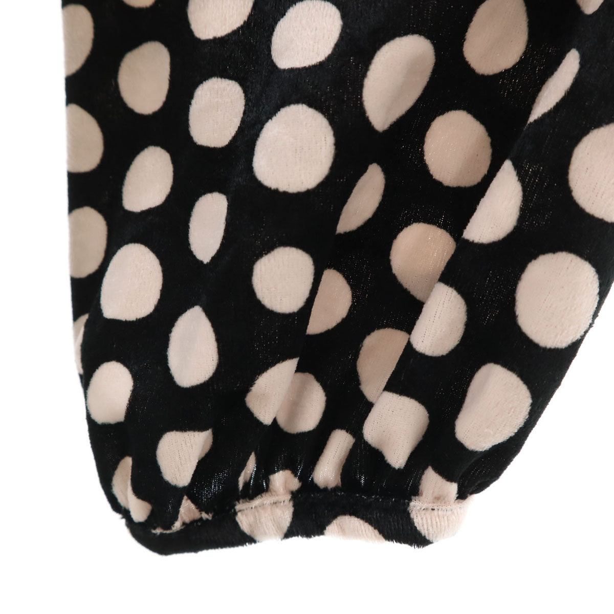 ANAYI アナイ 日本製 ドット柄 長袖 ベロア調 ワンピース 38 ブラック系 水玉 レディース