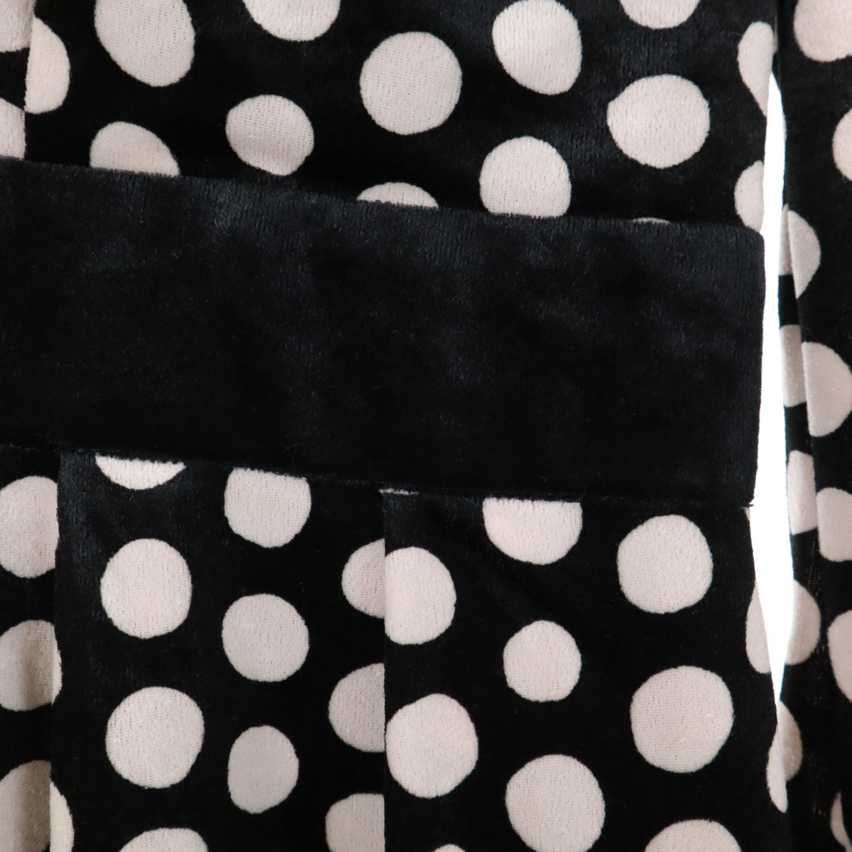 ANAYI アナイ 日本製 ドット柄 長袖 ベロア調 ワンピース 38 ブラック系 水玉 レディース