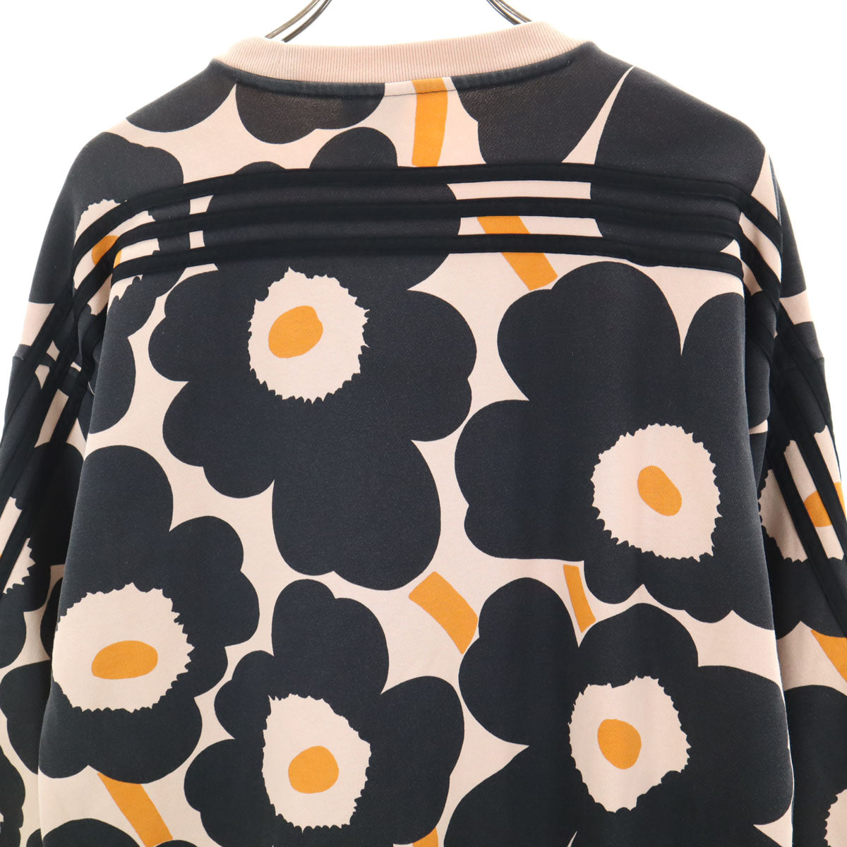 adidas アディダス MARIMEKKO マリメッコ コラボ 総柄 長袖 スウェット ワンピース OT ブラック系 裏起毛 レディース