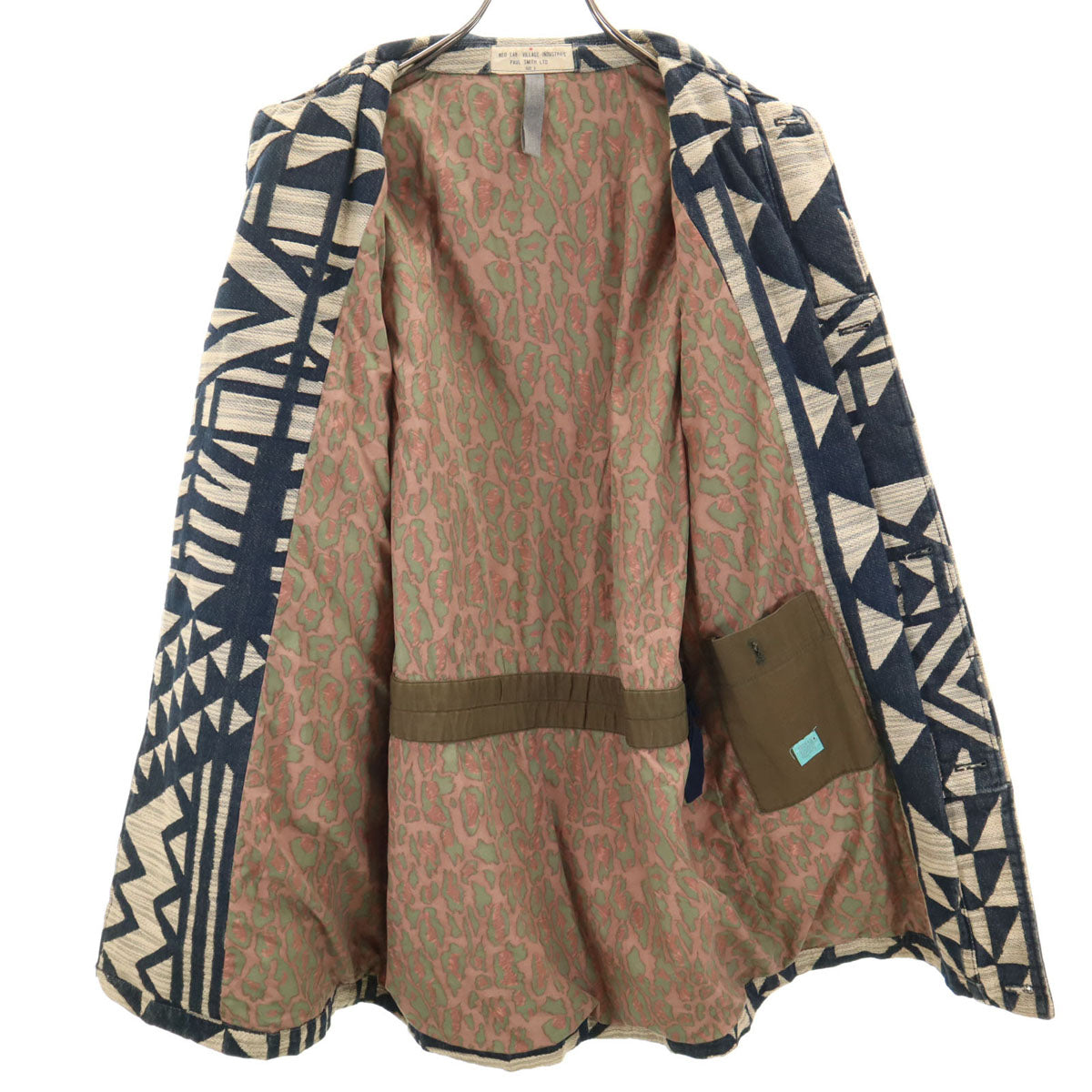 Paul Smith ポールスミス 日本製 総柄 ステンカラーコート S ネイビー系 RED EAR メンズ