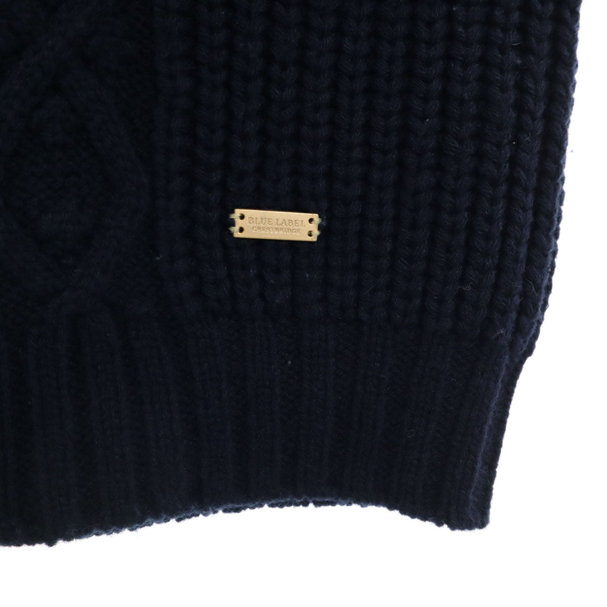 BLUE LABEL CRESTBRIDGE ブルーレーベルクレストブリッジ ウールブレンド 長袖 タートルネック ニット ワンピース 38 ネイビー 三陽商会 レディース