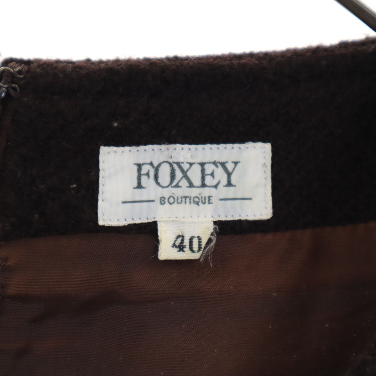 FOXEY フォクシー 日本製 ウールブレンド 7分袖 ワンピース 40 ブラウン系 レディース