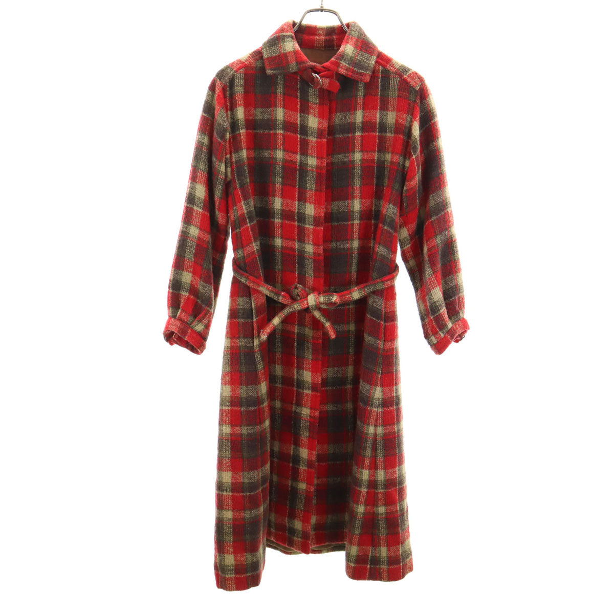 Christian Dior PRET-A-PORTER クリスチャンディオール プレタポルテ 90s オールド チェック柄 ウールコート レッド系 レディース