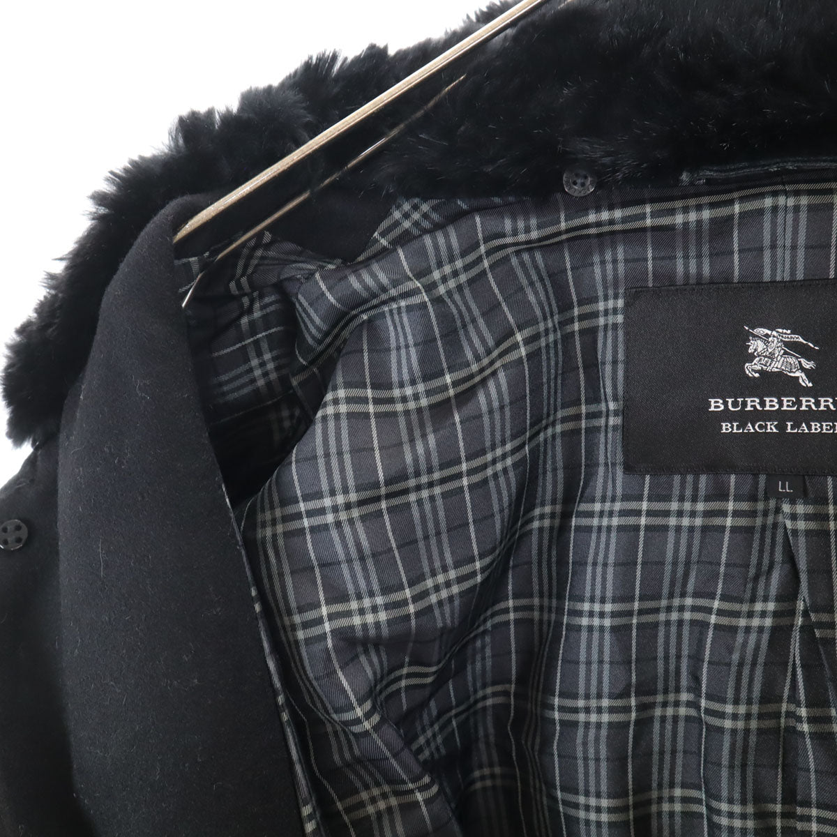 BURBERRY BLACK LABEL バーバリーブラックレーベル ウールブレンド ロングコート LL ブラック系 三陽商会 メンズ