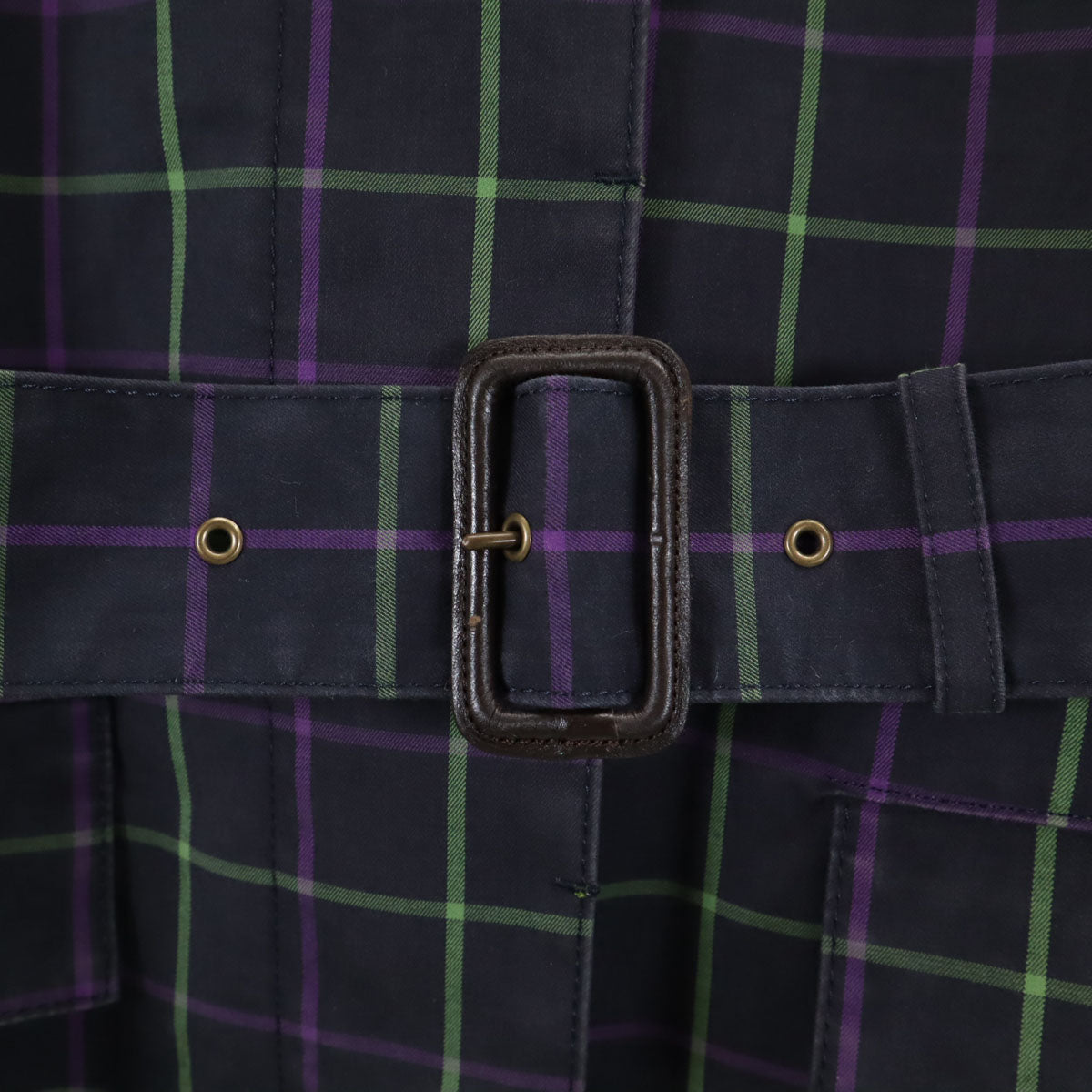 MACKINTOSH PHILOSOPHY マッキントッシュフィロソフィー 日本製 チェック柄 ステンカラーコート 38 チャコールグレー レディース