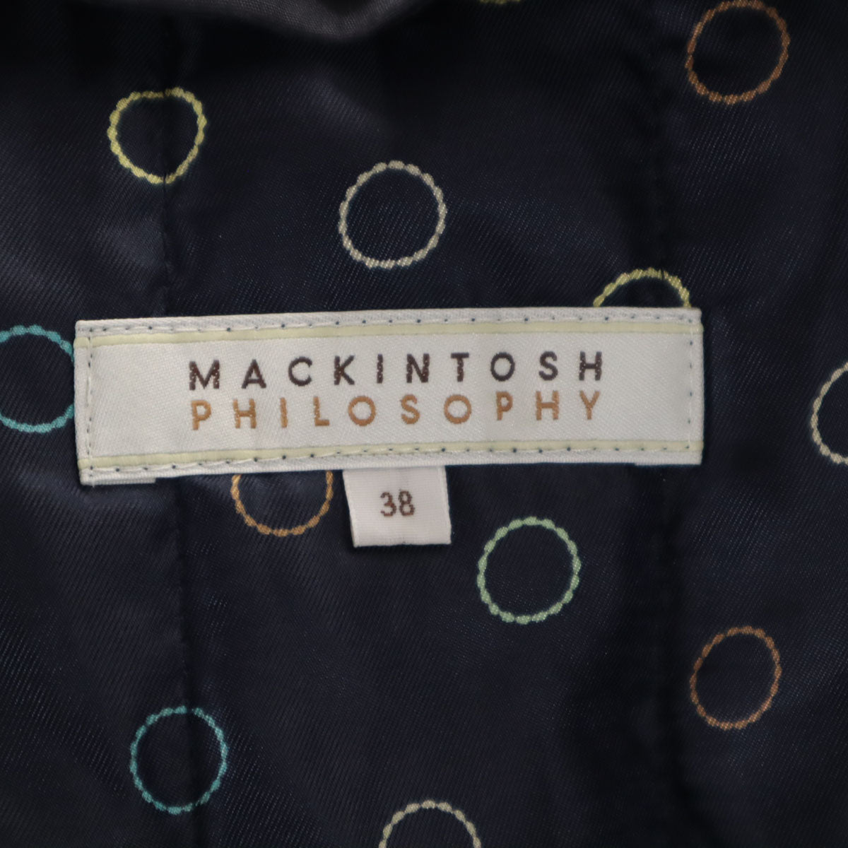 MACKINTOSH PHILOSOPHY マッキントッシュフィロソフィー ステンカラーコート 38 濃紺 中綿ライナー付き レディース