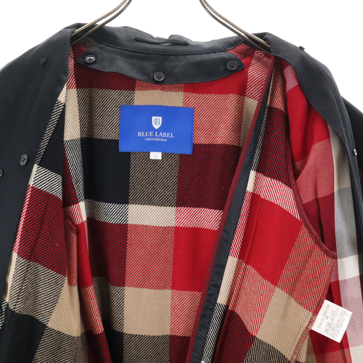 BLUE LABEL CRESTBRIDGE ブルーレーベルクレストブリッジ トレンチコート 40 ブラック ライナー付き レディース