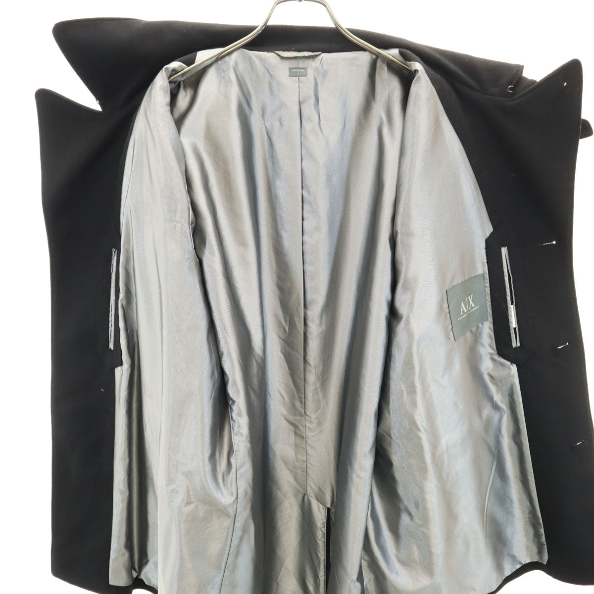 ARMANI EXCHANGE アルマーニエクスチェンジ ウールブレンド トレンチ ジャケット L ブラック メンズ
