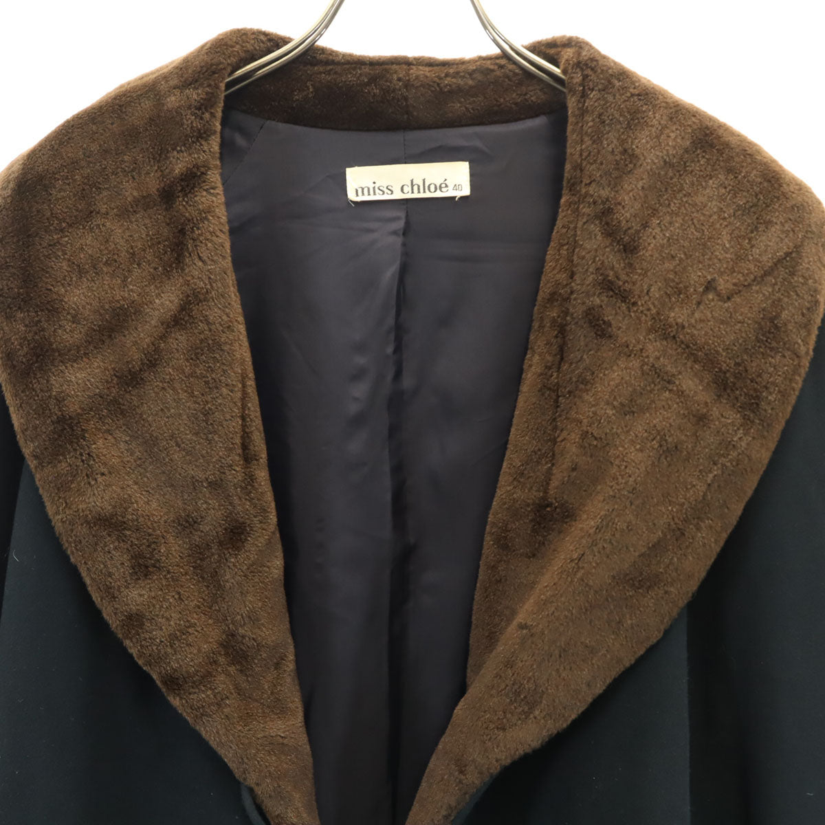 miss chloe ミスクロエ 90s 日本製 オールド ショールカラー コート 40 ブラック系 レディース