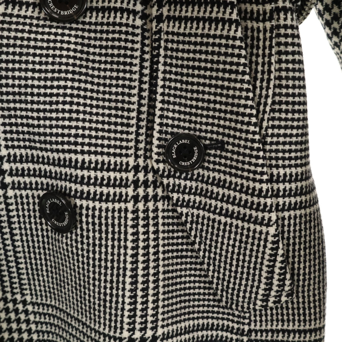 BLACK LABEL CRESTBRIDGE ブラックレーベルクレストブリッジ グレンチェック ツイード トレンチコート M ブラック メンズ