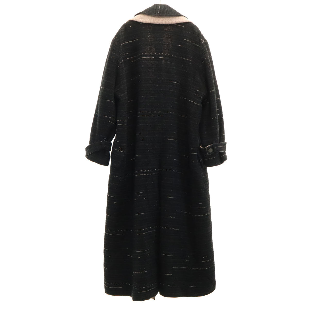 CHANEL シャネル フランス製 レイヤード ロングコート 40 チャコールブラック レディース