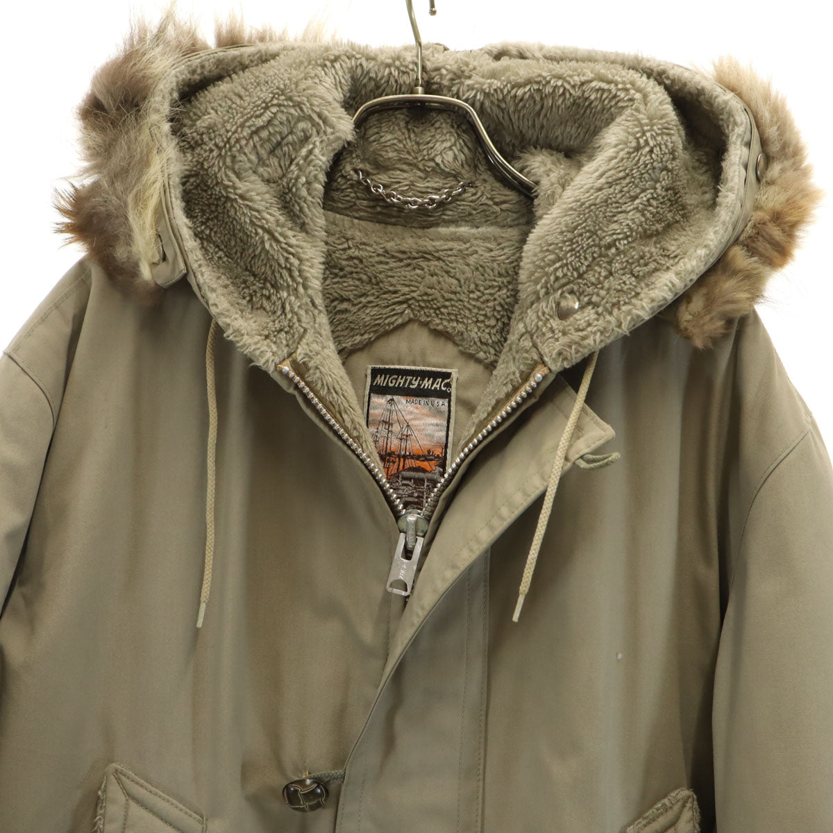 MIGHTY MAC マイティーマック 60s 70s USA製 ヴィンテージ B9タイプ 裏ボア コート 40L グレージュ TALONジップ メンズ