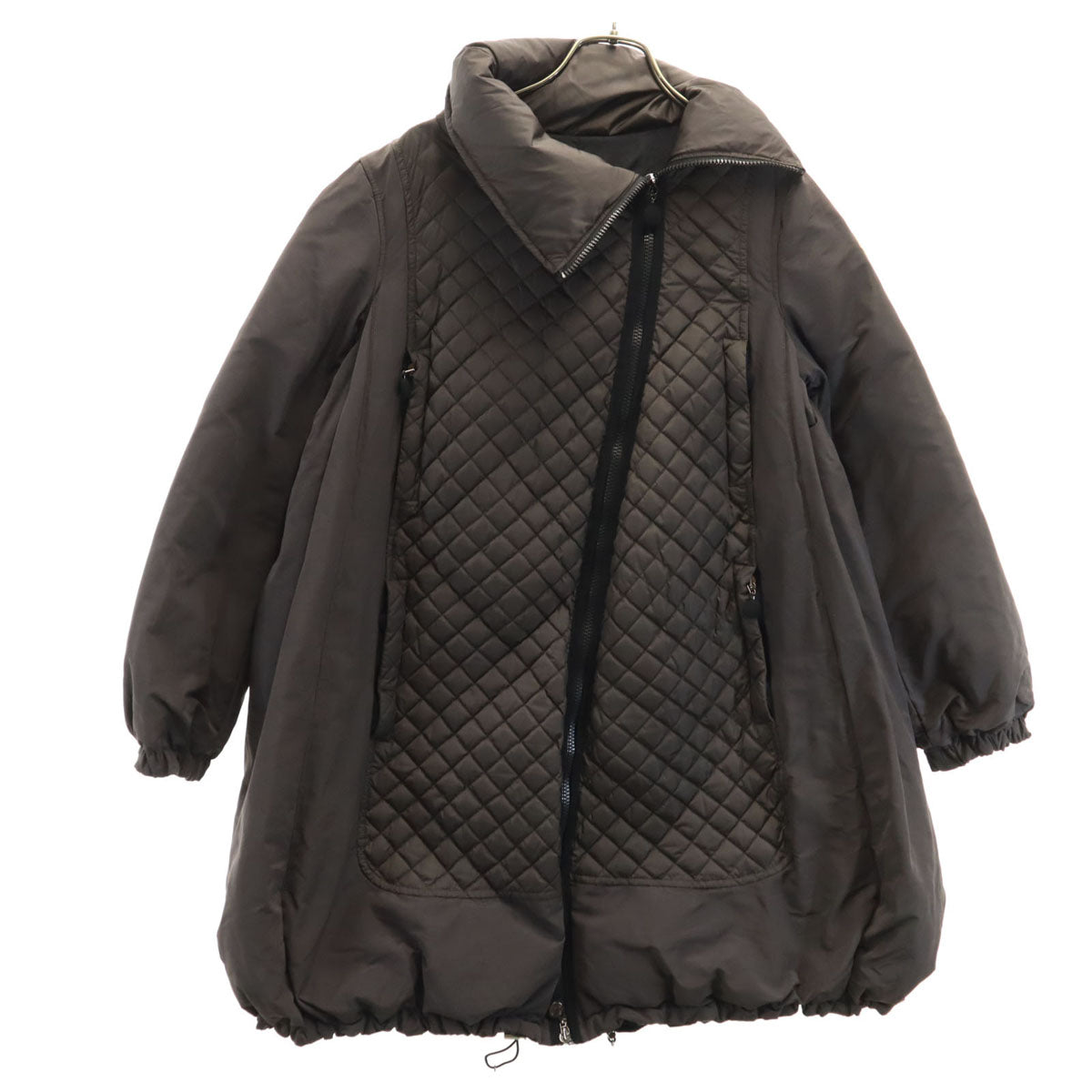 MONCLER モンクレール ハンガリー製 SASLONG ダウンコート 0 チャコールブラウン系 キルティング レディース