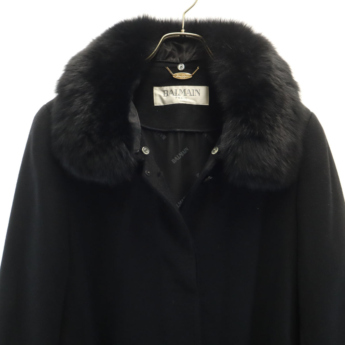 BALMAIN バルマン カシミヤ100% ロングコート 9 ブラック レディース