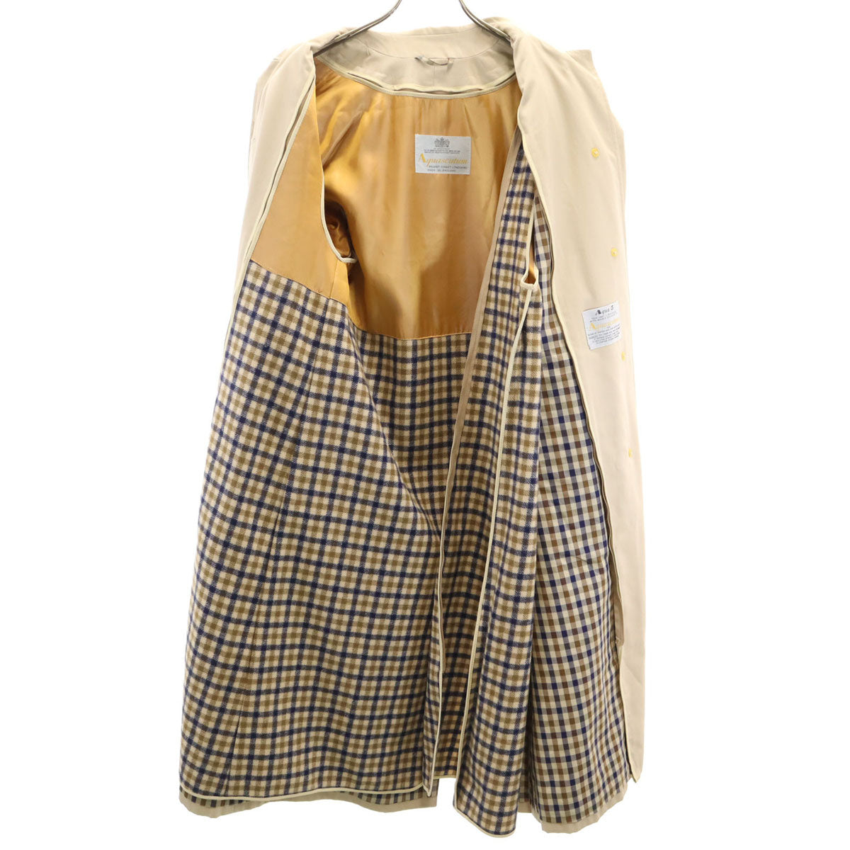 Aquascutum アクアスキュータム 70s 80s イングランド製 ヴィンテージ ステンカラーコート 1 ベージュ ライナー付き レディース