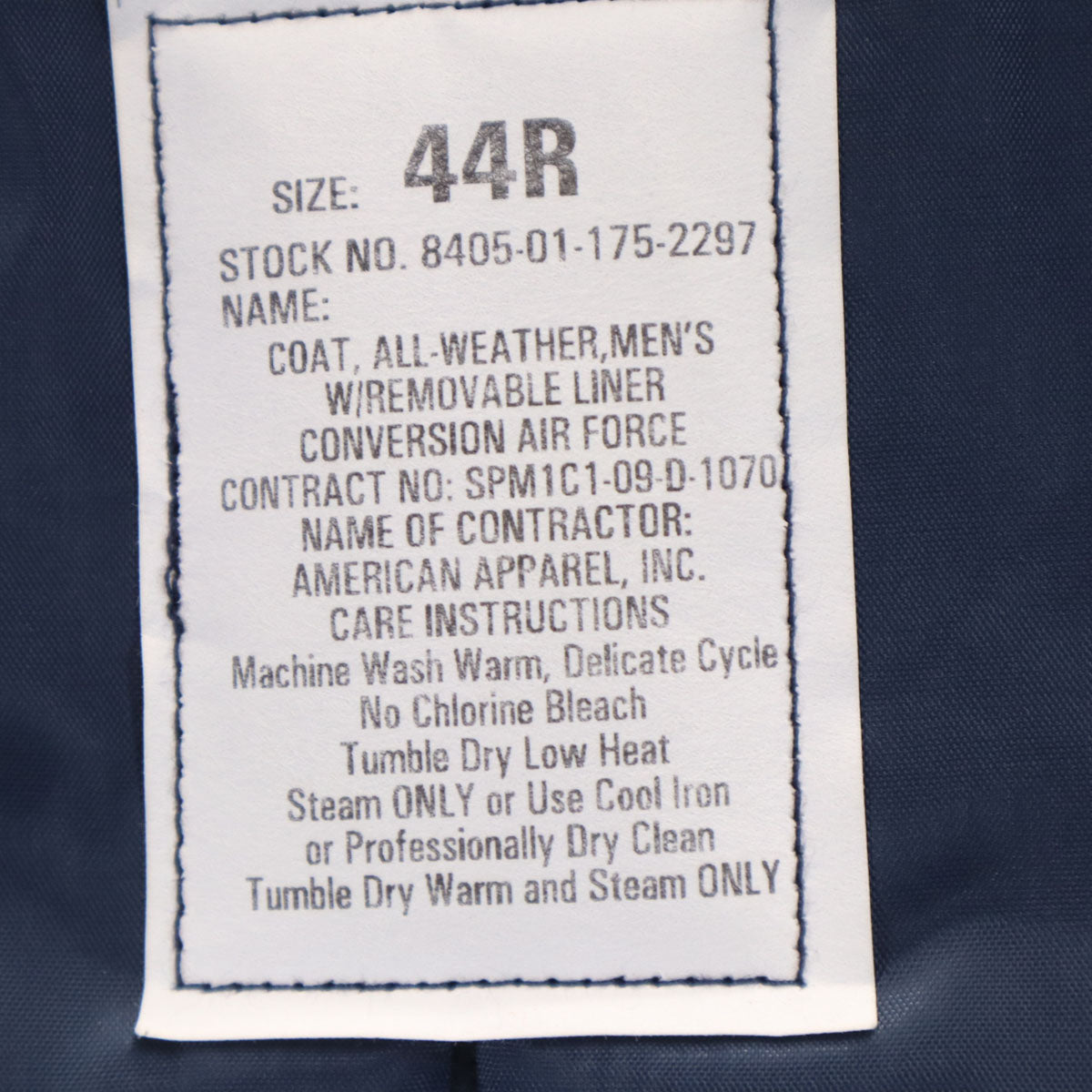 US NAVY アメリカ海軍 00s オールウェザーコート トレンチコート 44R ネイビー ライナー付き メンズ
