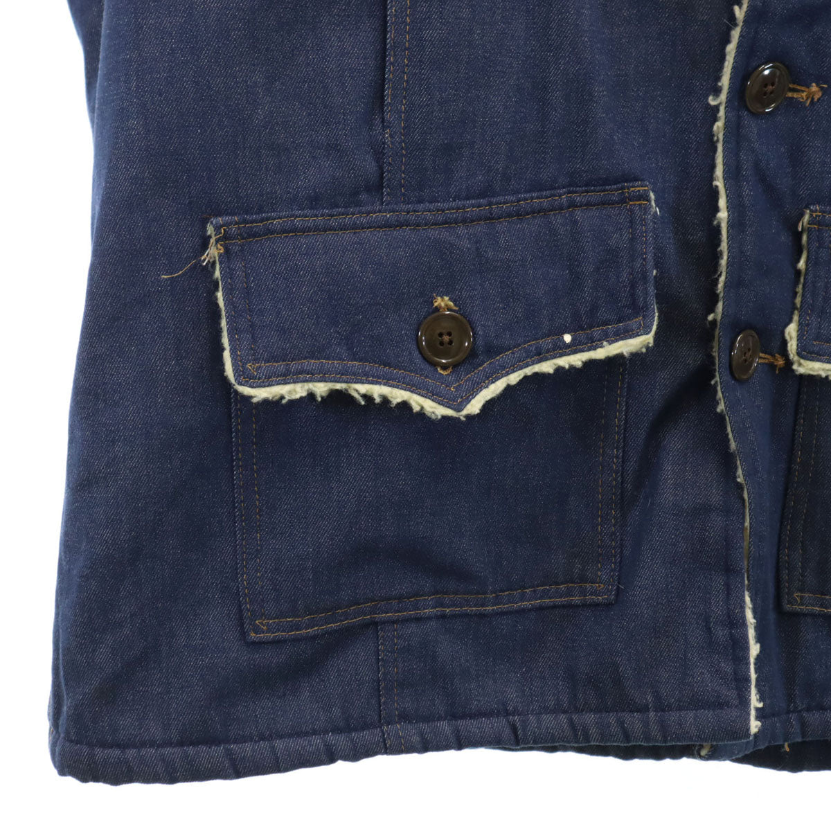 Sears ROEBUCKS シアーズ ローバックス 70s ヴィンテージ デニム ランチ コート XL ネイビー 裏地ボア メンズ
