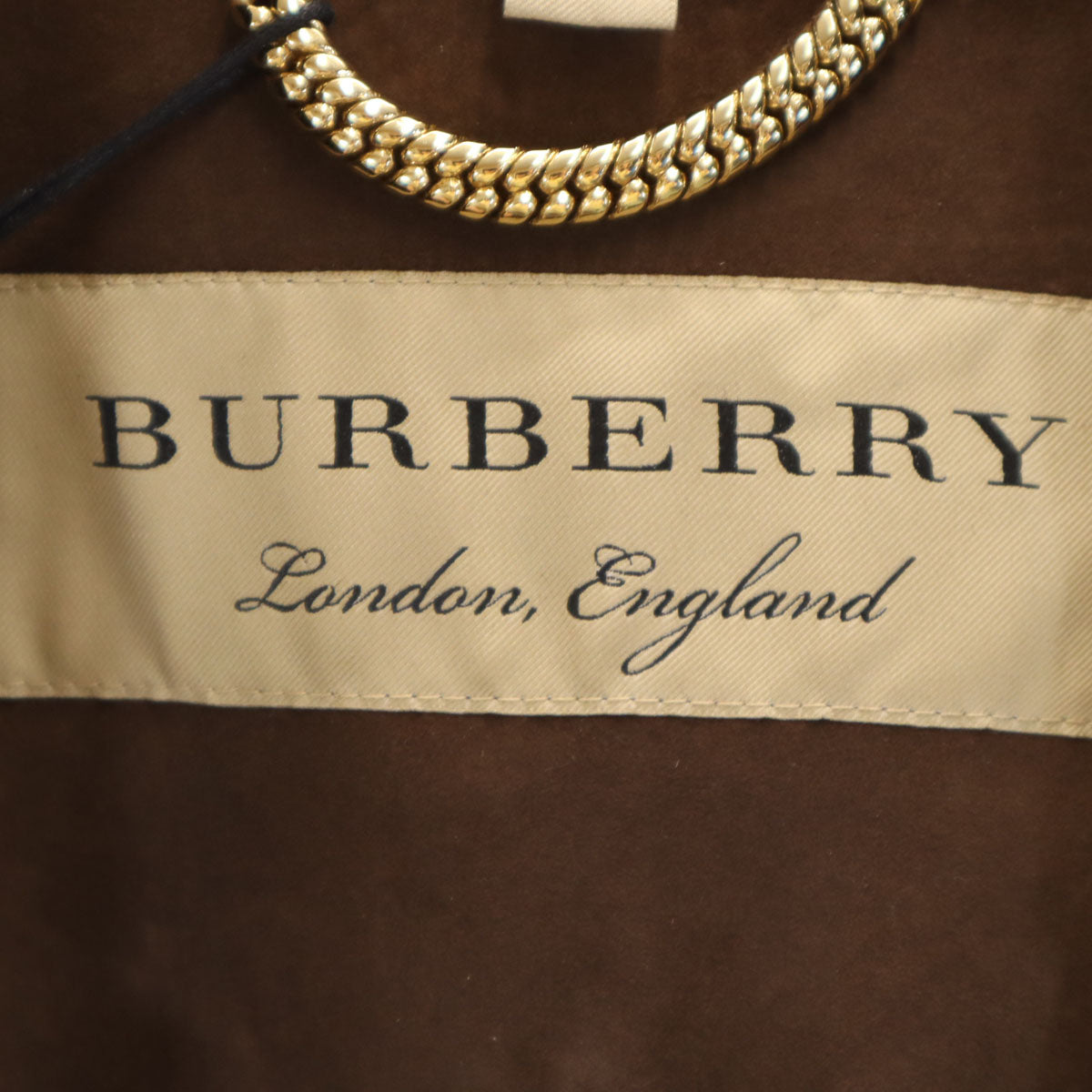 未使用 BURBERRY LONDON ENGLAND バーバリーロンドンイングランド イタリア製 フリンジ スエード コート S ブラウン 収納カバー付き レディース