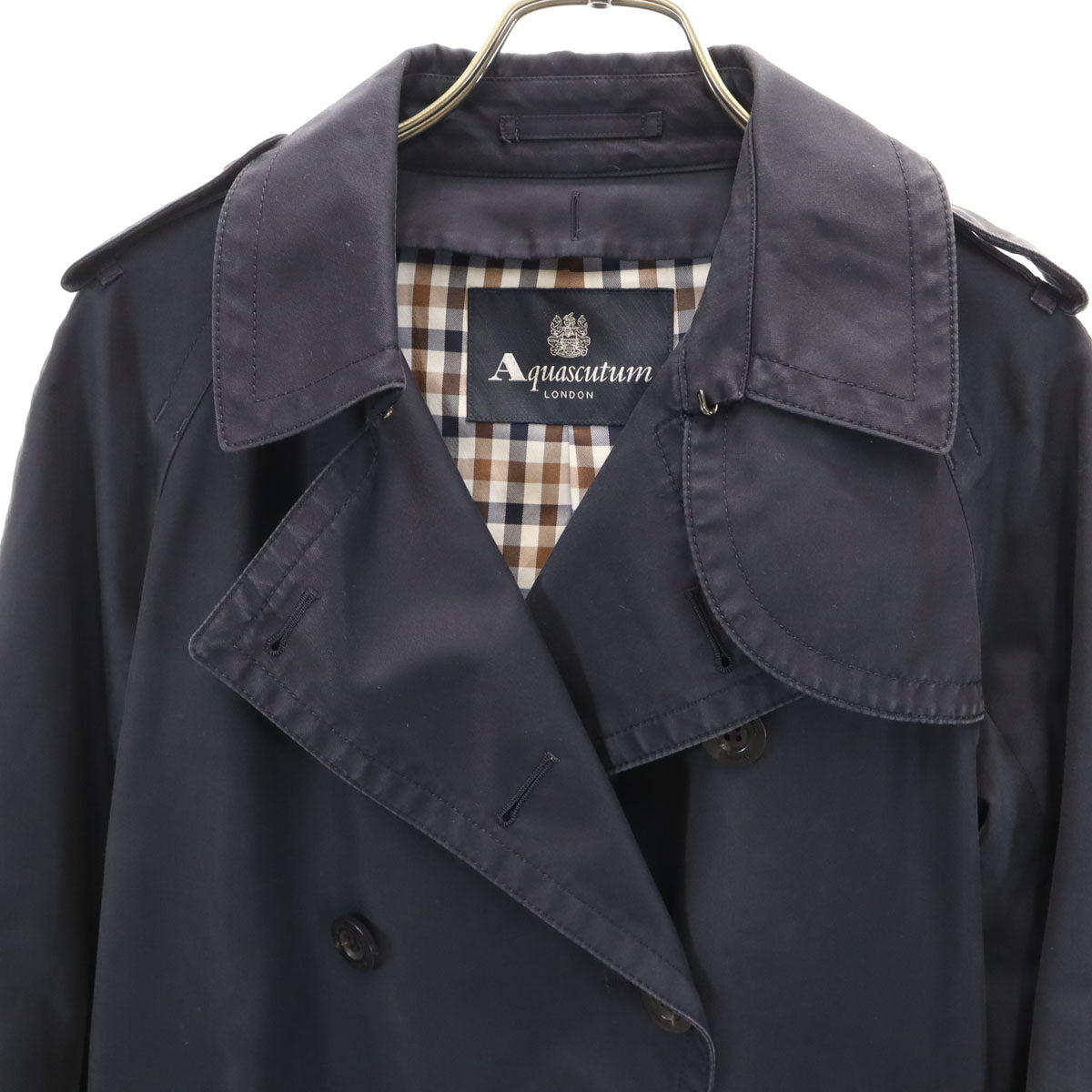 Aquascutum LONDON アクアスキュータム ロンドン 日本製 トレンチコート 8 濃紺 レディース