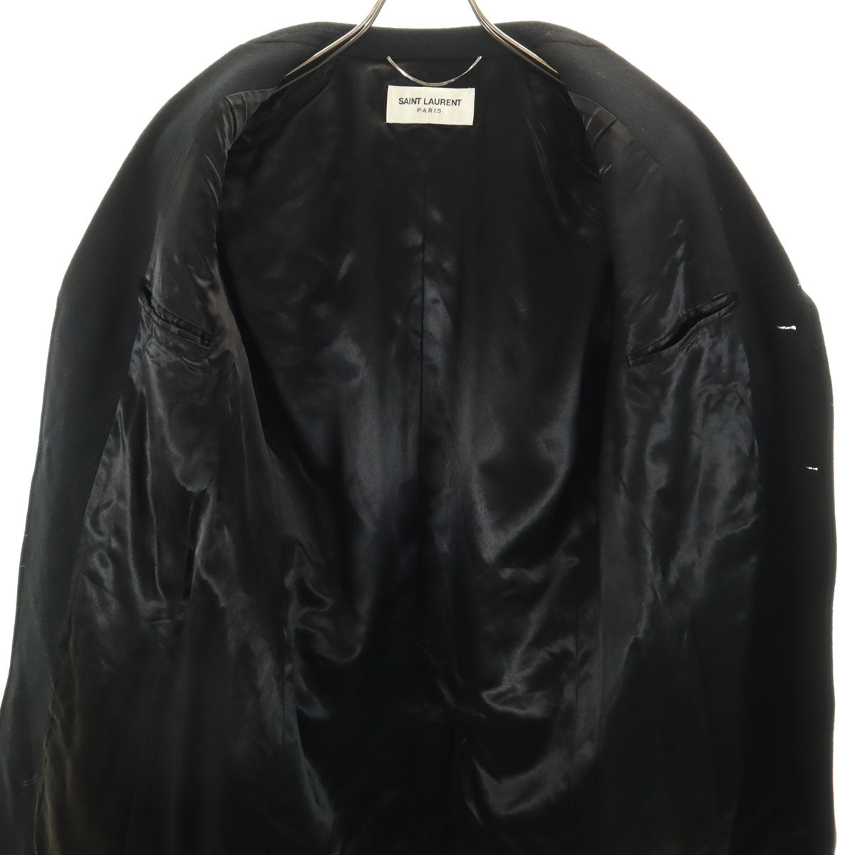 SAINT LAURENT サンローラン イタリア製 メルトン チェスターコート 48 ブラック メンズ